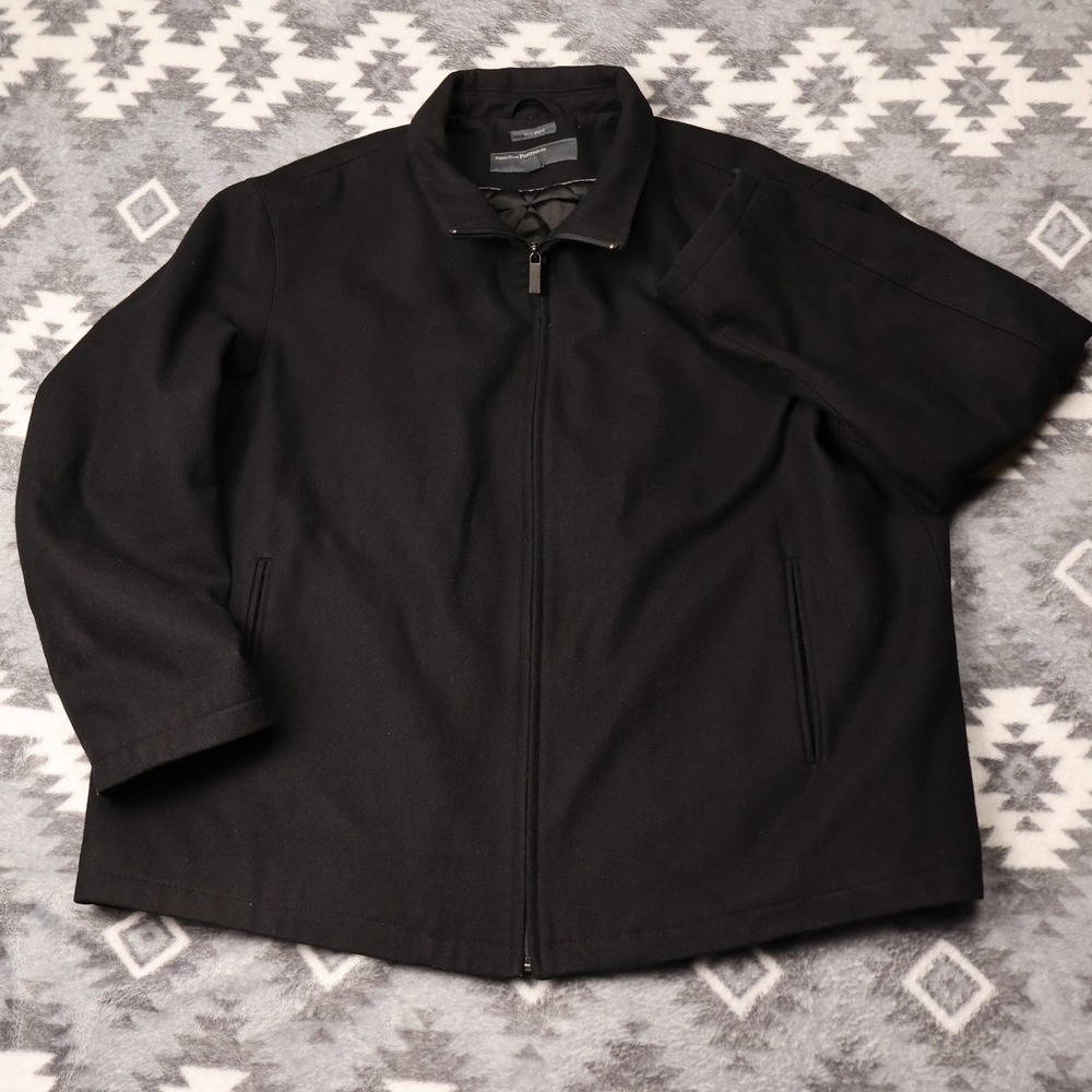 Perry Ellis Portfolio Black Wool Blend Full Zip Jacket 2X Mens Outerwear